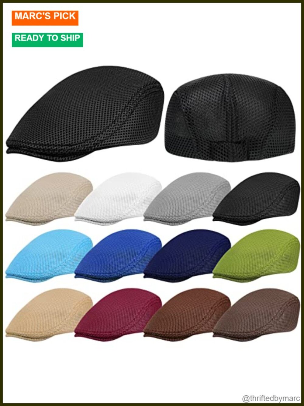12 Pack Breathable Mesh Newsboy Caps for Men Flat Cap Golf Driving Summer